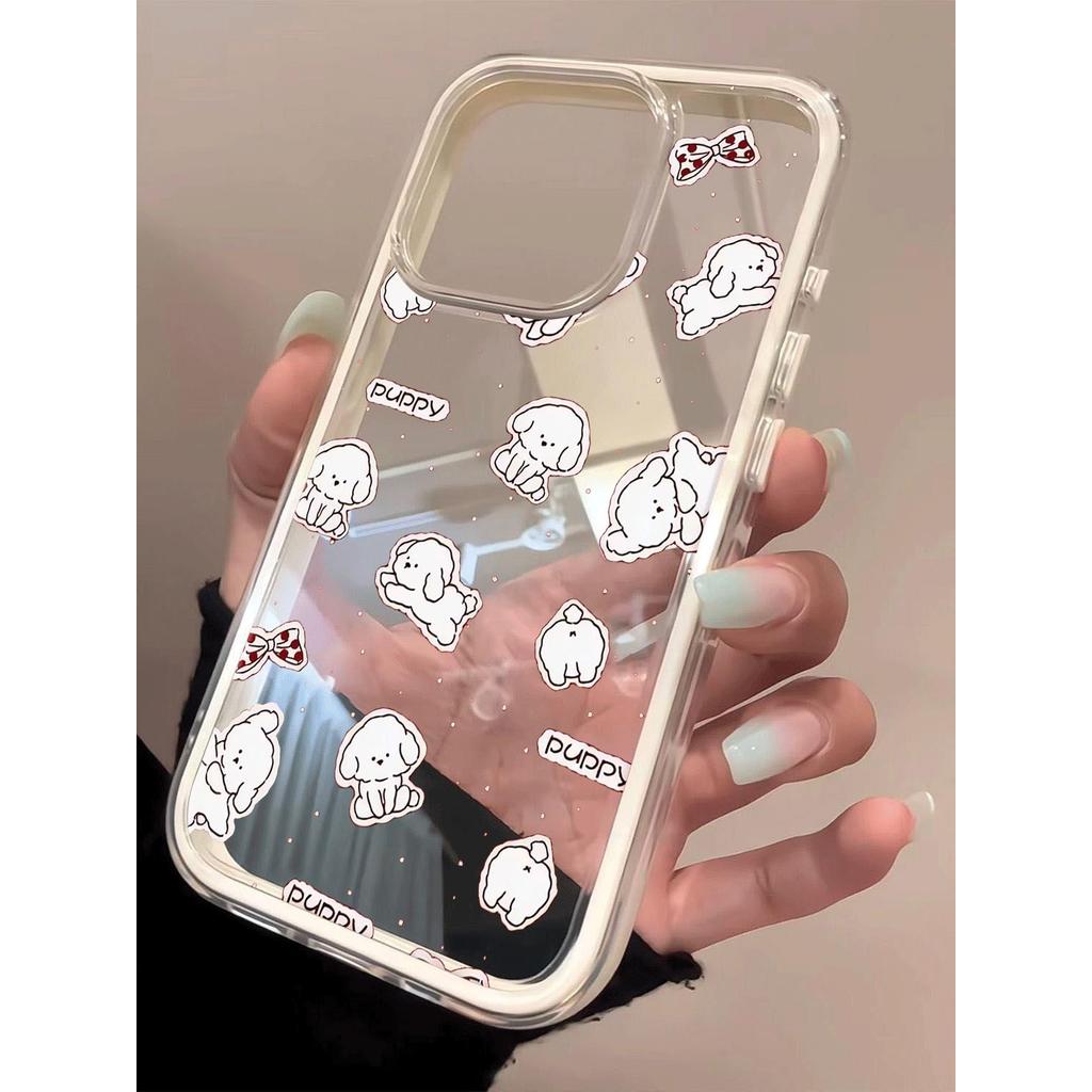 Bộ sưu tập chó trắng cho 16 trường hợp iPhone 17Air 3 trong 1 viền 14 13 11Pro