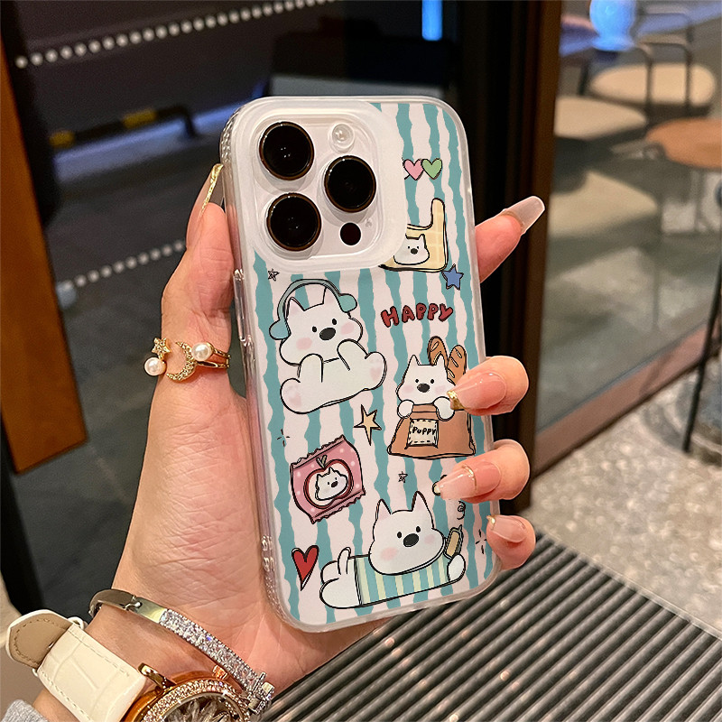 Sọc mềm dễ thương Cub Cub Groove cho 16 trường hợp iPhone 17Air Frosted Meta Air Air 14 13 11Pro