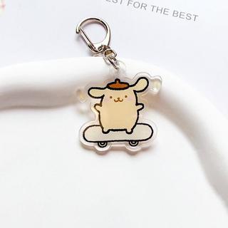 [Yybooklu]COD Cartoon Anime Acrylic Keychain Skateboarding Couple Bag Pendant Keychain - Kuromi