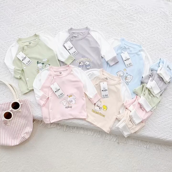 [A82Tencel] Bộ quần áo dài tay cạp cao chất liệu vải tencel cao cấp cho bé 0-9 tháng