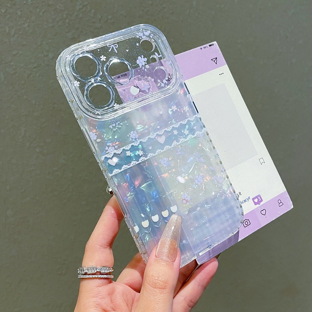 Flower Line Bowknot Shell Windows Acrylic Vỏ Điện Thoại Cho iPhone 17 Pro Max 16 15 14 13 Vỏ Bảo Vệ Chống Sốc