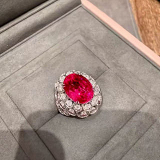 Nhẫn kim cương đỏ corundum phong cách châu Âu, phù hợp cho nữ