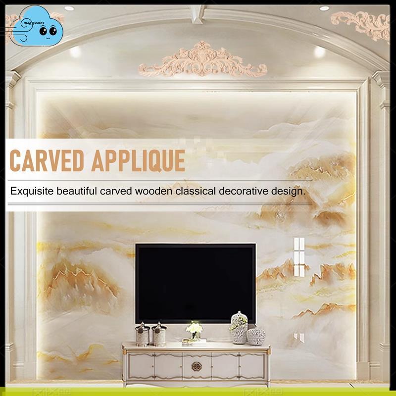 40x12cm Gỗ Cao Su Cổ Điển Tinh Tế Khắc Đính Nội Thất Decal Tự Nhiên Màu Gỗ