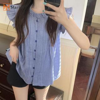 Áo sơ mi nữ tay ngắn nhẹ nhàng kiểu Pháp, phù hợp mặc mùa hè