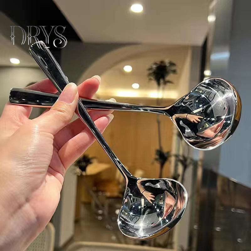 (TFT) Thìa Inox Thiên Tay Cầm Dài Thìa Canh Cho Lẩu Muỗng Nhà Bếp Bộ Đồ Ăn Nấu Ăn MỚI