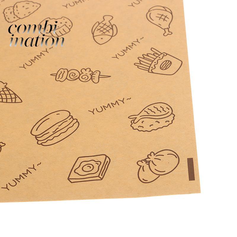 (TFT) 50 Cái Hoạt Hình Dễ Thương Giấy Sáp Vuông Sandwiches Burgers Khoai Tây Chiên Bọc Túi Wd Giấy Nướng Bánh Giấy Thực Phẩm Túi Đựng MỚI