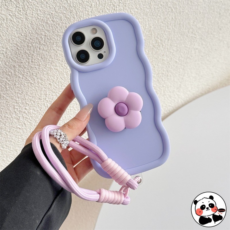 Ốp Điện Thoại Sóng 3D Hoa Dễ Thương Có Dây Buộc Cho Infinix Smart 10 9 8 7 6 5 Pro Plus HD 2021 2020 4 5G 4G Vỏ Hoạt Hình Vỏ Mềm Chống Sốc