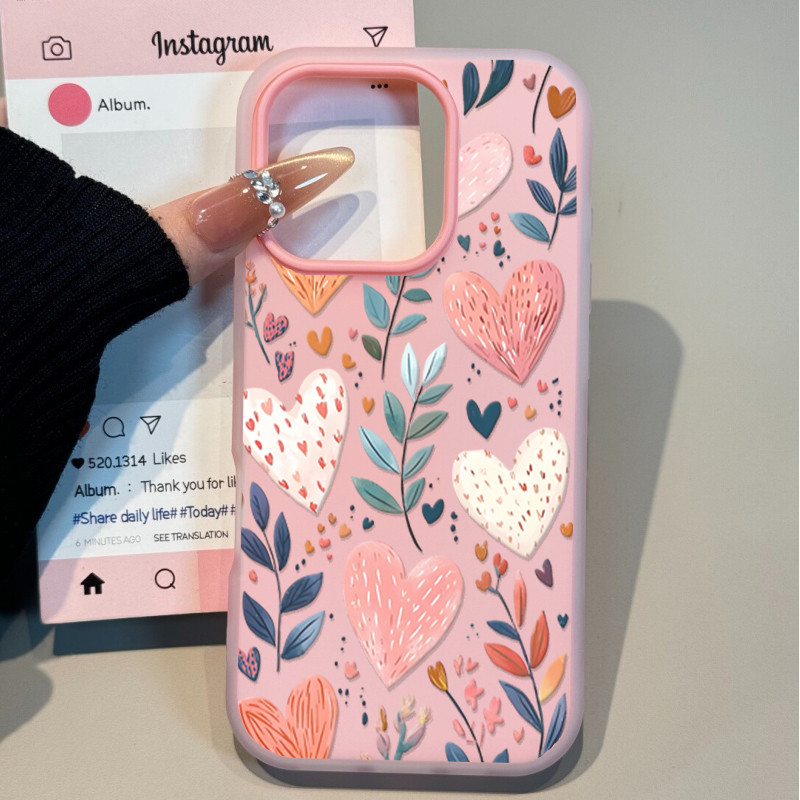Ốp Lưng Cho iPhone 13 12 11 Pro Max XS X Trái Tim Tình Yêu Lá Mềm Màu Kẹo Vỏ Silicon