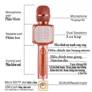 Micro không dây karaoke YS 69 micro hát cầm tay nhỏ gọn, kết nối bluetooth điện thoại TV , ghi âm 2026