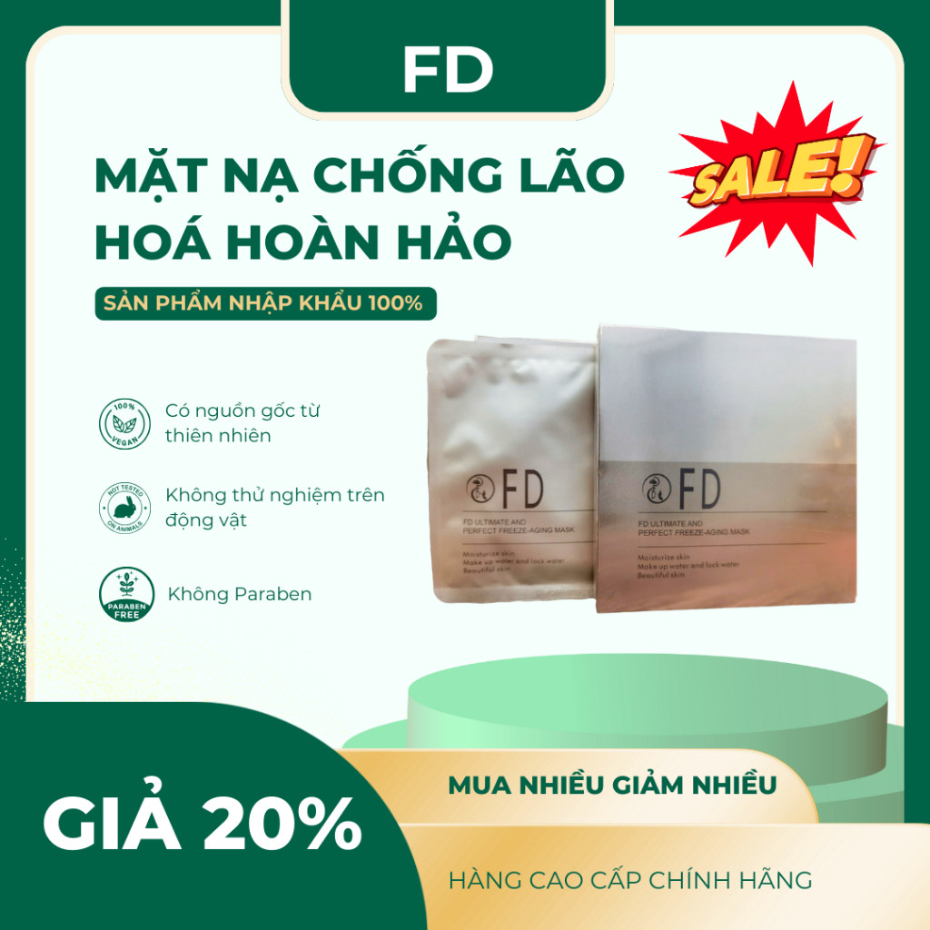 Mặt Nạ Chống Lão Hóa FD.Dưỡng Trắng, Cấp Ẩm, Mờ Thâm với Collagen Tự Nhiên (Hộp 5 Túi)Dịu nhẹ, không gây kích ứng