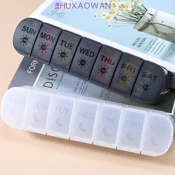 Hộp đựng máy tính bảng hộp đựng thuốc hàng tuần ZHUXAOWAN, Hộp đựng thuốc Vitamin 14 lưới 7 ngày, Hộp đựng đồ trang sức Mini có ngăn đựng thuốc Hộp đựng thuốc chống rò rỉ Bé trai / Bé gái