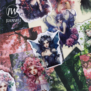 JIANWU Rừng Im Lặng Bất Tử Tìm Kiếm Series Vintage Hoa Phong Cảnh Cắt Băng Chất Liệu Giấy Sáng Tạo Rác Tạp Chí Văn Phòng Phẩm