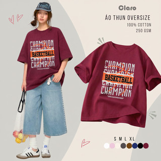 Áo Thun Nam Nữ Oversize 100% Cotton Cao Cấp CLARO - BASKETBALL CHAMPION