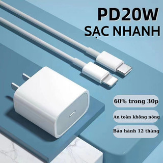Bộ sạc nhanh PD 20W kèm Dây sạc nhanh Type-C không nóng máy, an toàn ổn định