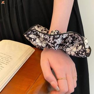 Scrunchie cổ điển màu đen trắng, thiết kế vintage, phù hợp cho tóc thanh lịch