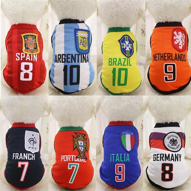 Mùa Xuân Mùa Hè Mỏng Phong Cách Thú Cưng Chó Mèo Mèo Pháp Chiến Đấu Teddy Bichon Corgi Quần Áo World Cup Bóng Rổ Áo Cung Cấp
