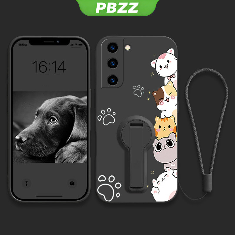 Ốp cho Samsung S21 FE Samsung S21 Ultra Samsung S21 Plus Ốp điện thoại Ốp mềm Ốp silicon lỏng chống sốc thiết kế mới Mèo hoạt hình thẩm mỹ có giá đỡ ytxzdzmm01