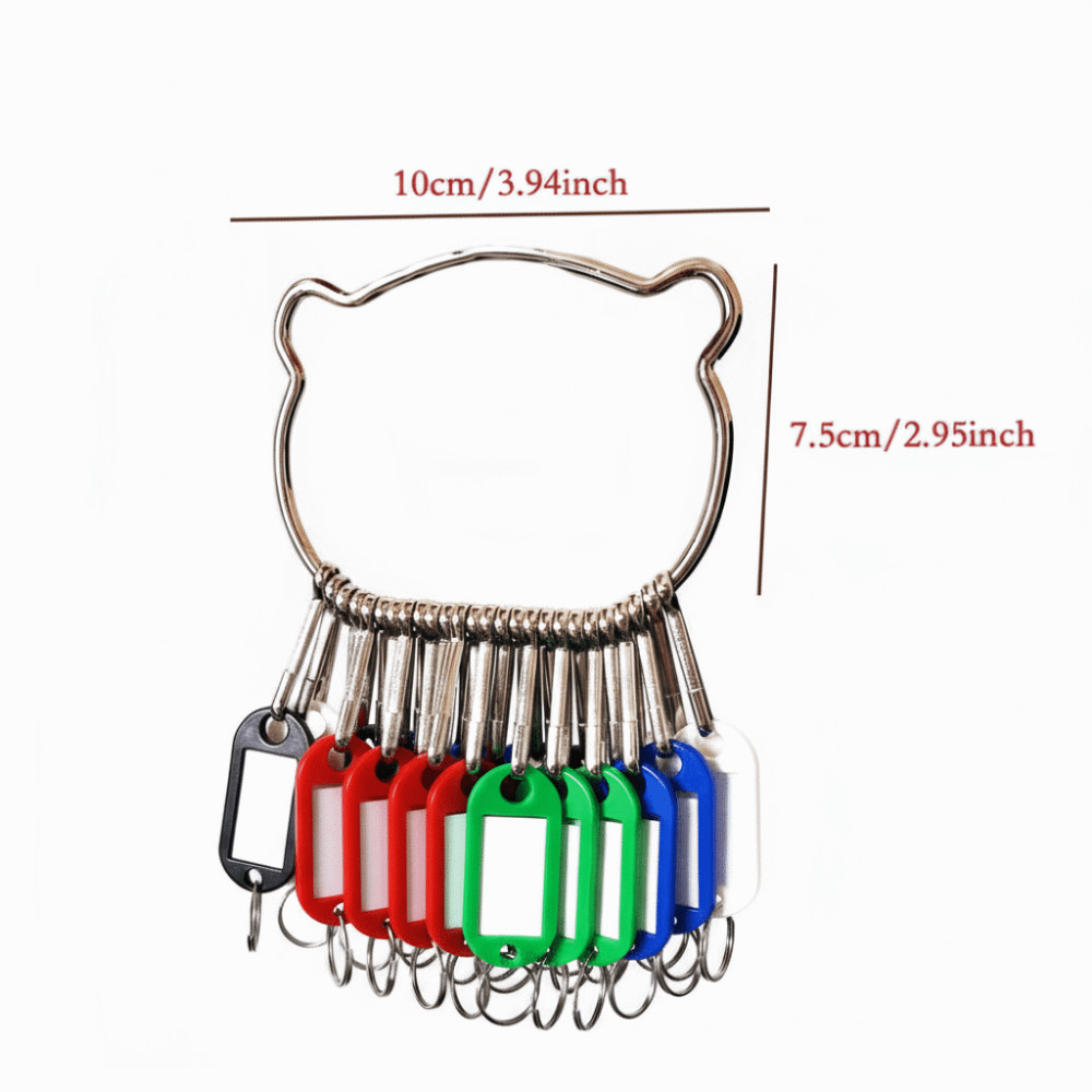 ITRUMPET Thẻ chìa khóa cửa sổ trong suốt, vòng chia kim loại, móc nhựa, nhãn giấy trống, nhiều kích cỡ