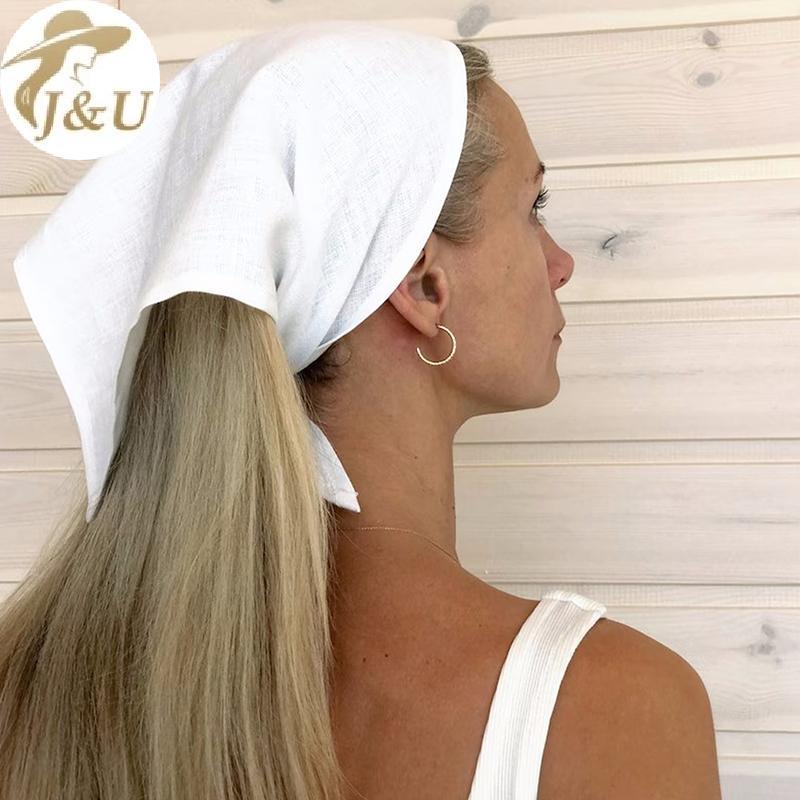 JU Haimeikang Băng Đô Turban Quấn Tóc Thanh Lịch màu Trắng dành cho Bé Gái và Nữ