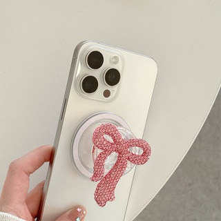 3d Kim Cương Nơ Tròn Giá Đỡ Điện Thoại Từ Tính Cho IPhone 17 16 15 14 13 12 Pro Max 14 Plus Có Thể Gập Lại Vòng Tay Co Giãn Để Bàn Đứng P5