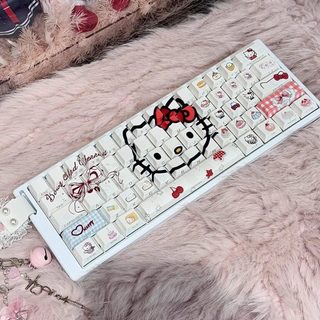 ✅ Mèo KT ✅ Cá nhân hóa dễ thương Ba chiều Trong Kho Keycap Trục chéo ☉[Hello kitty] Nắp Chìa Khóa Nhà Máy Chính Hãng Khắc Bên Trong Suốt PBT Nhiệt Thăng Hoa Giá Trị Màu Cao kt Cat Mũ Dễ Thương❄