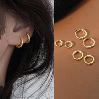 Bông Tai Tròn Màu Vàng Tối Giản Pin Bông Tai Thoải Mái Tai Trang Sức Cho Nữ Quà Tặng Thời Trang Hàn Quốc