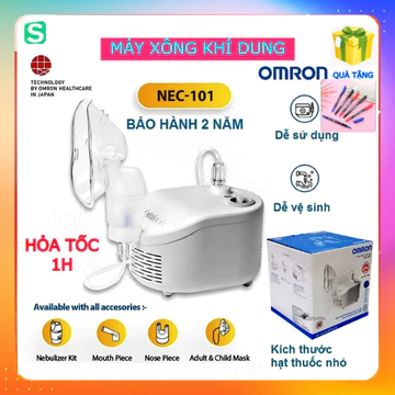 [HỎATỐC] Máy xông mũi họng Omron NE-C101 - Máy xông khí dung NeC101 để bàn cho người lớn và trẻ em