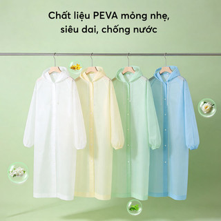 Áo Mưa PEVA Cao Cấp Siêu Nhẹ Tỏa Hương,  Áo Mưa Dài Có Mũ Trùm Đầu Chống Thấm Nước Gấp Gọn Tiện Lợi