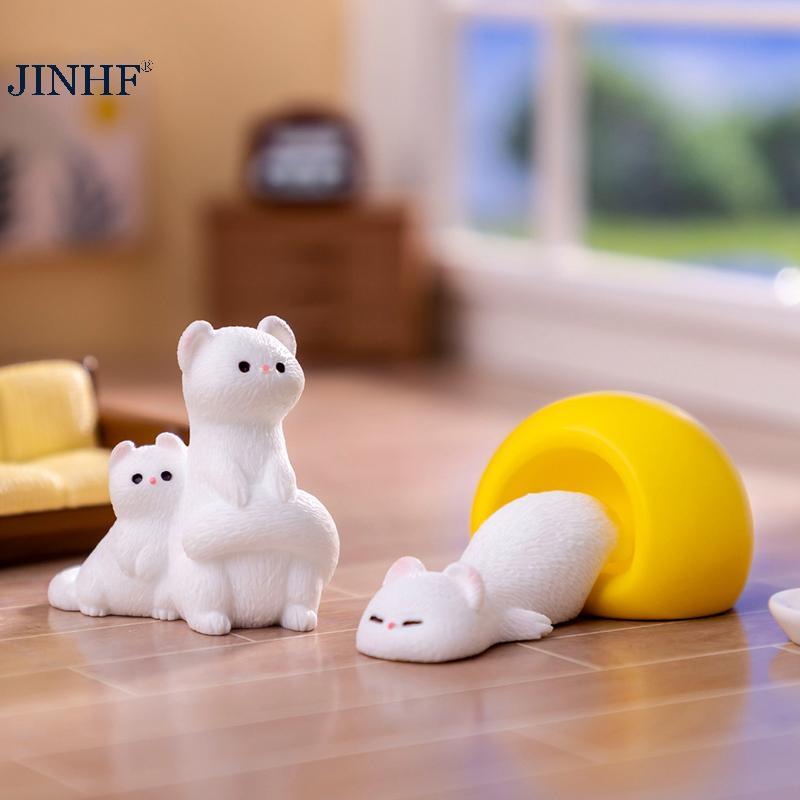 JINHF Hoạt Hình Dễ Thương Mini Ferret DIY Trang Trí Nhà Cửa Máy Tính Để Bàn Kawaii Thu Nhỏ Các Bức Tượng Nhỏ Trang Trí Phụ Kiện Thủ Công Trẻ Em Quà Tặng HOT