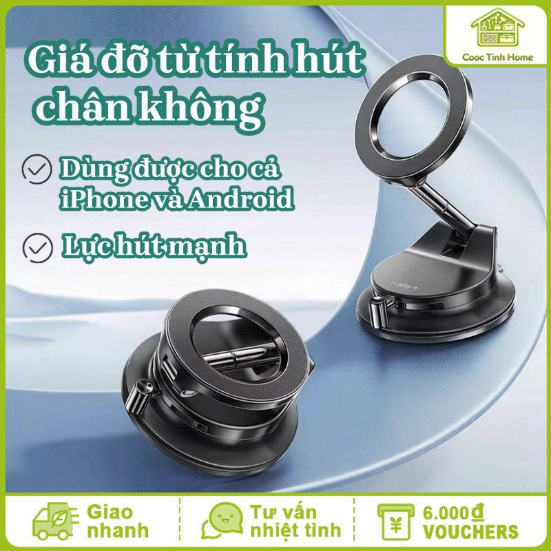 Giá Đỡ Điện Thoại Từ Tính - Chất Liệu ABS Cao Cấp Chống Rung, Hút Chân Không, Nam Châm Mạnh, Xoay 360° Cho Ô Tô