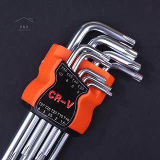 RO > 9 Cái Torx Star Cờ Lê Bộ Allen Phím Lục Giác Cờ Lê Đầu Kép Loại L Tuốc Vít Ngôi Sao Dụng Cụ Sửa Chữa Tay Cho DIY Sửa Chữa Nhà Mới