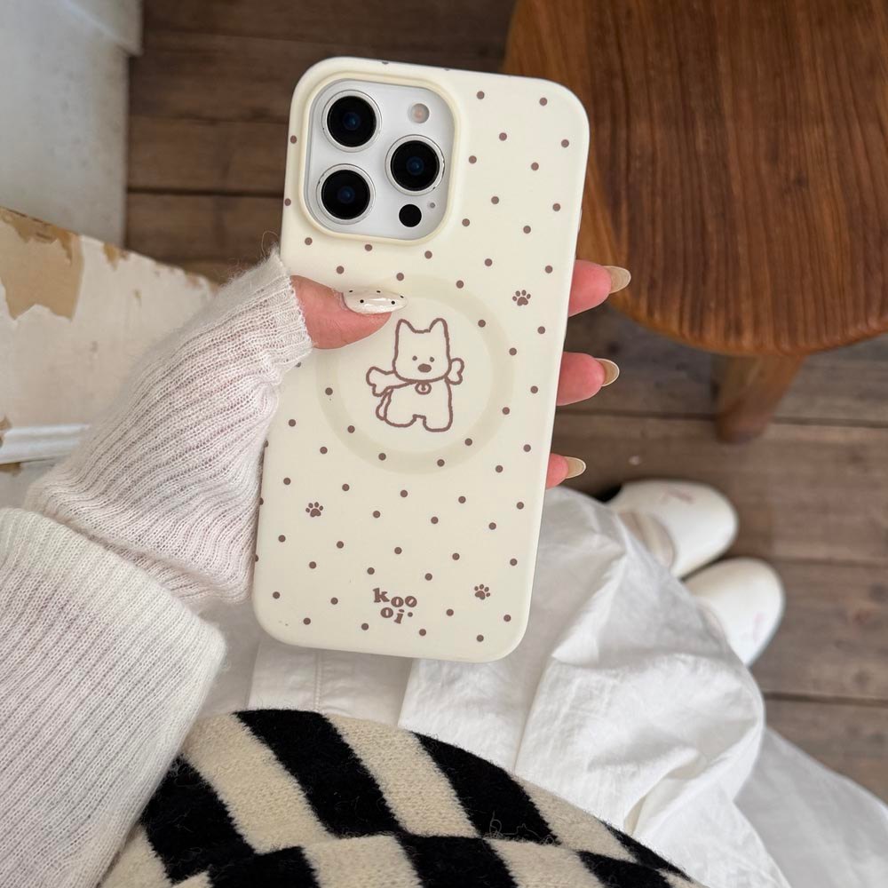 Vỏ cứng Tương thích với iPhone 13 14 14Pro 14ProMax 15 15Pro 15ProMax 16 16Pro 16ProMax 17 17Pro 17ProMax Ốp nam châm họa tiết chó con chấm