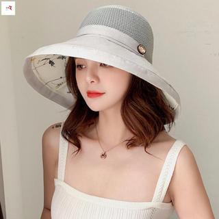 Mũ lưới nữ vành rộng chống UV, tiện lợi dùng cho thể thao và bãi biển
