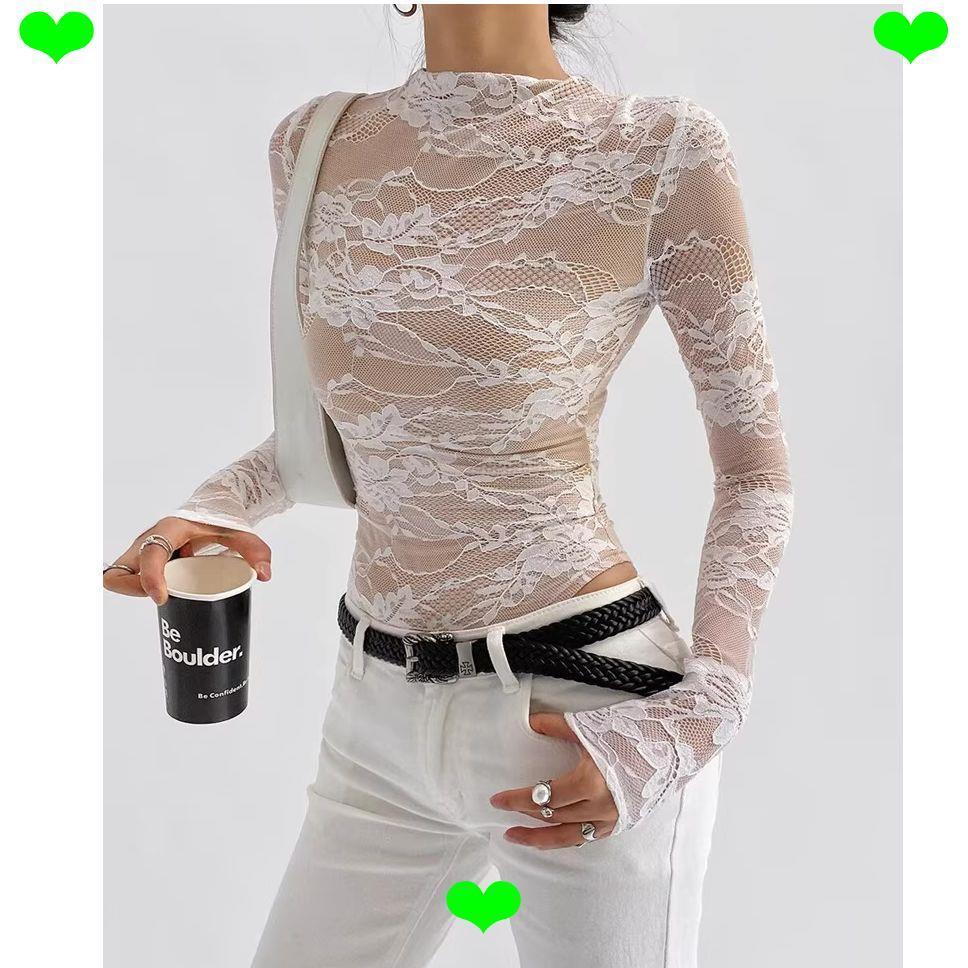 Áo liền quần ren dài tay slim-fit gợi cảm, hàng có sẵn