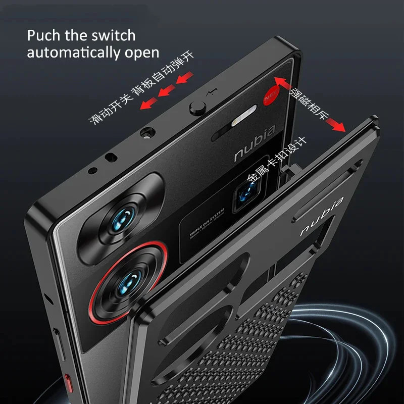 Ốp lưng chống sốc kim loại cao cấp cho Nubia Z80/Z70/Z70S/Z60, thiết kế khóa lò xo, ốp điện thoại