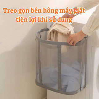 Giỏ Đựng Quần Áo Bẩn Vải Lưới Thoáng Khí, Giỏ Lưới Gấp Gọn Đựng Đồ Giặt Có Quai Xách Tiện Lợi