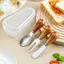 PUSKY Mới Thép Không Gỉ Phô Mai Dao Bộ Nĩa Phô Mai Tay Cầm Bằng Gỗ Thìa Bơ Phô Mai phết Mứt Máy rải Dụng Cụ Nướng Bánh VN