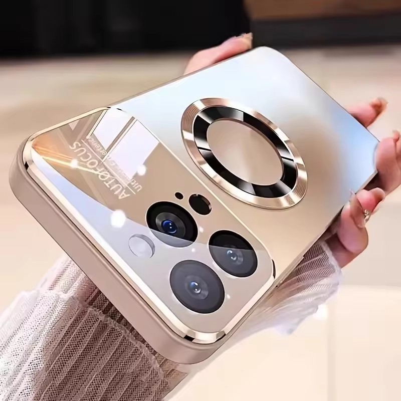Ốp Lưng Acrylic Cửa Sổ Lớn Chống Va đập Cho IPhone 1716 15 14 13 12 Pro Max Tích Hợp Màng Bảo Vệ Camera