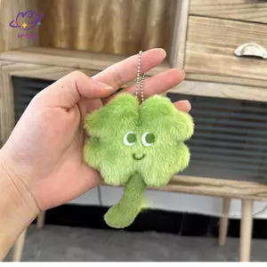 HFTOY Thời Trang Sang Trọng Luy Cỏ Móc Khóa Hoạt Hình Bốn Lá Cỏ Ba Lá Móc Khóa Mặt Dây Chuyền Tinh Tế Bapa Phụ Kiện Trang Trí Quà Tặng ~