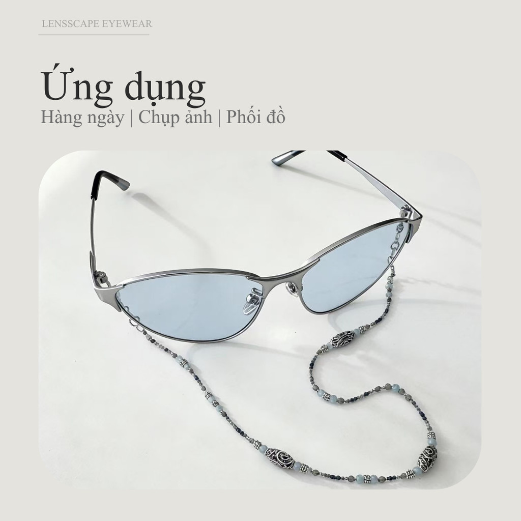 LENSSCAPE-Kính mát nữ mắt mèo Y2K gọng kim loại UV400 dáng ôm mặt thời trang