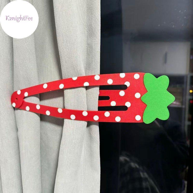 Kẹp Móng Vuốt Tóc Kawaii Lớn Họa Tiết Dâu Chấm Bi Dễ Thương - Tạo Kiểu Tóc Cho Nữ
