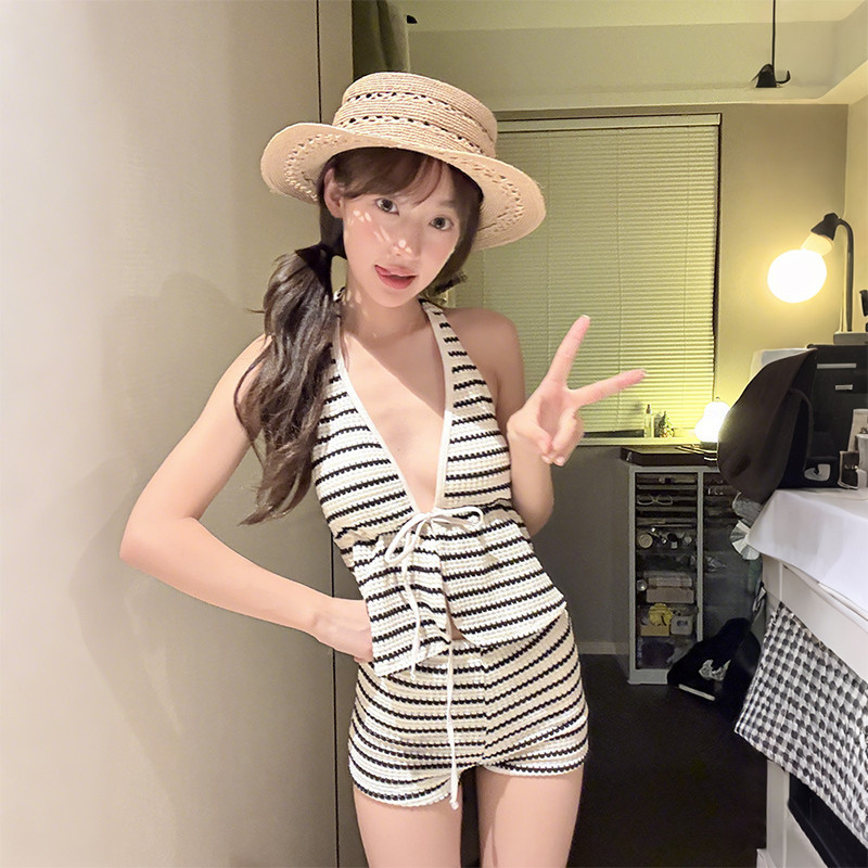 Nova-Set Đồ bơi Sexy Họa Tiết Kẻ Sọc có mút ngực) - Đồ bơi Co Giãn 4 Chiều Đi Chơi/Đi Biển Bèo Nhún Y2K.