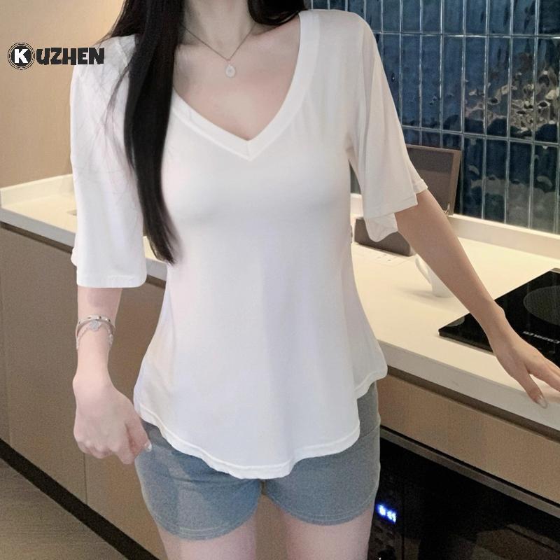 KUZHEN Áo Thun Nữ Slim Fit Co Giãn, Phù Hợp Mặc Hàng Ngày Mùa Hè
