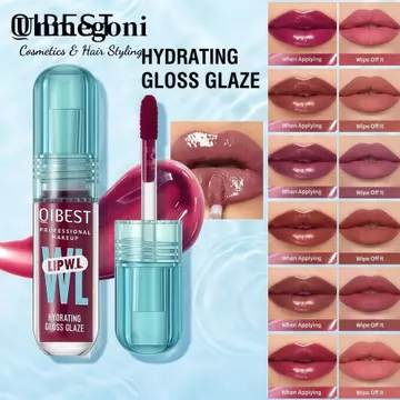 UNMEGONI Crystal Lip Gloss, Dưỡng ẩm lâu trôi Watery Lip Glaze, Gương dưỡng ẩm dầu QIBEST Lip Balm Trang điểm Lip Tint