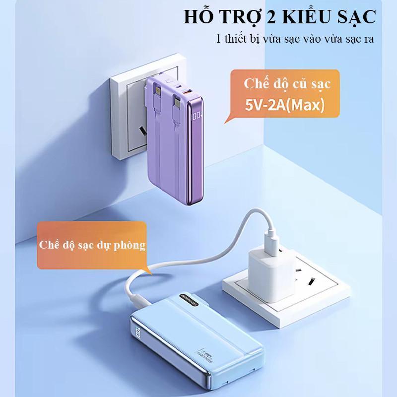 Sạc Dự Phòng 30.000mAh 3in1 Siêu Tiện – Kiêm Cốc Sạc, Sạc Nhanh 22.5W, Tích Hợp Cáp & Chân Cắm AC