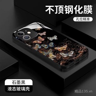 Bướm màu pha lê Thích hợp cho Ốp điện thoại 17PROMAX iPhone16 Glass 15 Case PURA80