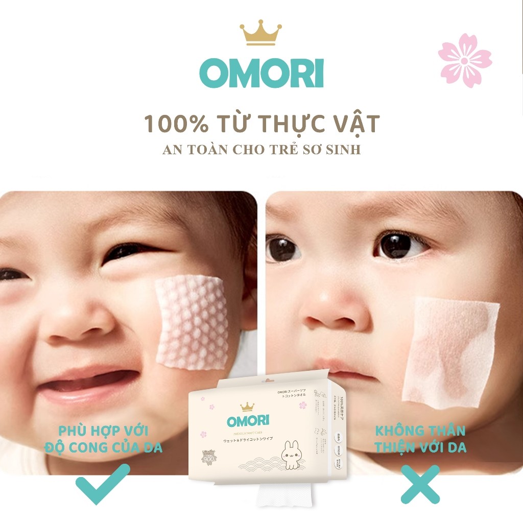 [Có Quà] Combo 2 Khăn Vải Khô Đa Năng OMORI An Toàn, Mềm Mại Dành Cho Mẹ và Bé 900g