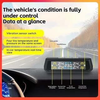 2026 Cảm Biến Áp Suất Lốp Ô Tô TPMS Màn Hình Led Màu Pin Hỗ Trợ Năng Lượng Mặt Trời,cảnh báo bằng tiếng Việt