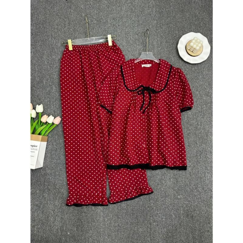 Set pijama nữ ESHOP Đồ Bộ Nữ Mặc Nhà Bigsize Vải Đũi Cotton Hàn Mềm Mịn  Mặc Ngủ Mặc Nhà Cực Mát MS483 Top Women