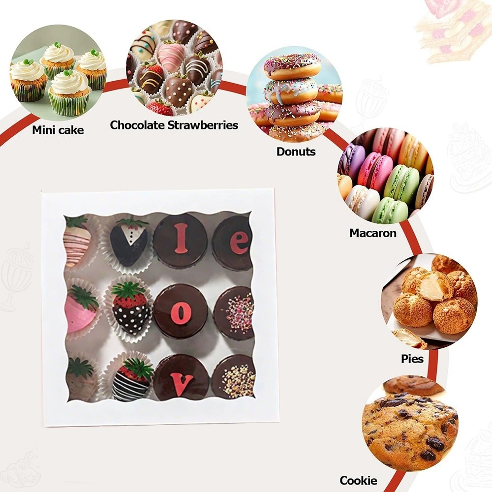 Mới 2 Chiếc Sinh Nhật Đám Cưới Tiệc Valentine Hộp Cửa Sổ Bánh Ngọt Quà Tặng Bao Bì Hộp Đựng